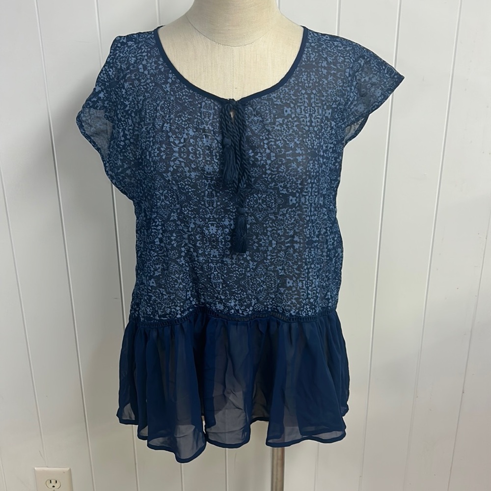 Knox Rose Blue Cap Sleeve Shirt